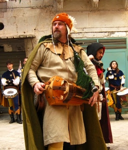 costume, strumento, medioevo, ghironda, tamburi, musica, sfilata, figurante, tamburo, costumi, musicisti