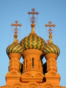 croci, cupole, chiesa, tre, verde, cielo, mosaico