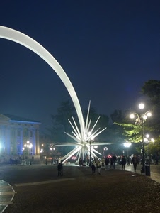 stella, cometa, natale, lampioni, luci, piazza, lampione, persone, notturno