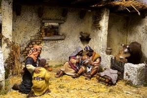 presepe, bue, natale, madonna, paglia, finestra, giuseppe, stalla, gesù, bambino, maria, statue, vaso