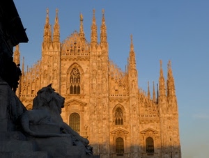 duomo, milano, leone, guglie, monumento, cielo, statua, ombra, chiesa