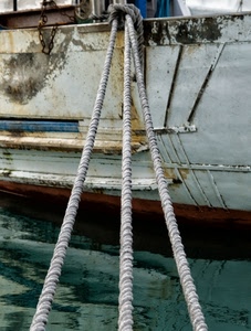 tre, barca, mare, funi, corde, gomene, acqua, porto, nave