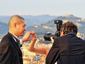 fotografo, cuore, mani, sposi, flash, cravatta, macchina, fotocamera