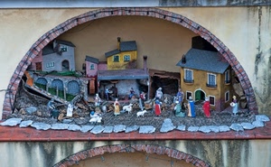 presepe, case, pecore, arco, statue, statuine, sassi, madonna, natale