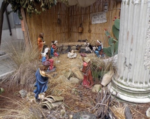 presepe, paglia, colonna, statuine, capanna, natività, magi, natale, statue
