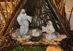 presepe, capanna, paglia, natività, madonna, statuine, gesù, canne, maria, natale, statue, giuseppe