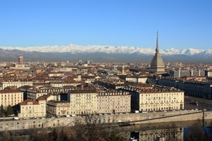 torino, panorama, mole, montagne, neve, città, palazzi, antonelliana