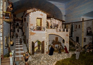 presepe, case, finestre, statuine, natale, personaggi, porte, casa, erba, balconi, presepio, sassi, archi, madonna, magi, balcone, cesto