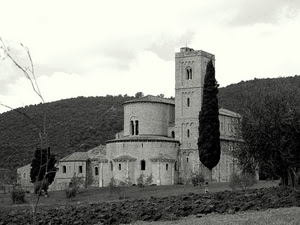 bianconero, chiesa, campanile, alberi, finestre, torre, castello, cipresso