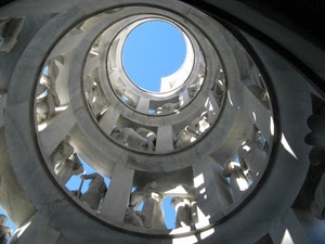 spirale, statue, cielo, marmo, scala, blu, sculture, monumento, cupola, cerchi, bianco