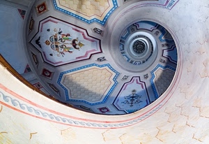 spirale, scala, chiocciola, decorazioni, curve, scale, azzurro, dipinti, celeste, dipinto