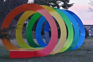 colori, cerchi, spirale, rosso, multicolore, arcobaleno, verde, giallo, alberi