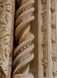 colonna, oro, mosaico, spirale, decorazioni, foglie, marmo, attorcigliata, decori