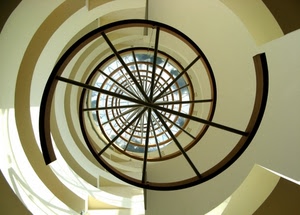 spirale, cerchi, curve, struttura, scala, vetro, cupola, chiocciola, raggi, geometria