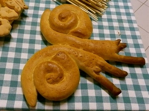 tovaglia, pane, quadretti, biscotti, bianco, dolci, lumache, spirali, verde, tavola, chiocciole, cibo, lumaca, tavolo, quadri