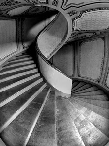 scala, bianconero, chiocciola, gradini, scalini, spirale, scale, scalinata, curve, decorazioni, ringhiera, corrimano