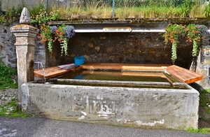 acqua, lavatoio, fiori, fontana, legno, numeri, erba, verde, pietra, vasca, piante