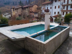 lavatoio, case, acqua, rubinetto, vasche, paese, fontana, riflesso