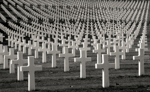 croci, cimitero, bianco, prospettiva, bianconero, prato, guerra, fila