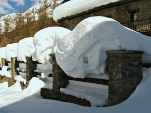 neve, bianco, inverno, alberi, casa, baita, ringhiera