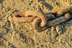 sabbia, catena, anelli, ferro, ruggine, spiaggia, mare