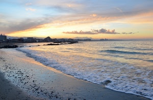 mare, spiaggia, tramonto, sabbia, nuvole, onde, cielo, acqua