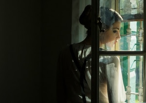 finestra, donna, ombre, profilo, ragazza, trasparenza, vetri, nero, viso, vetro