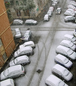 neve, strada, incrocio, automobili, inverno, auto, nevicata, città, via, macchine, imbiancate