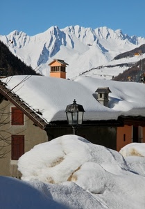 neve, montagna, lampione, inverno, tetto, bianco, comignoli, montagne, comignolo, camini