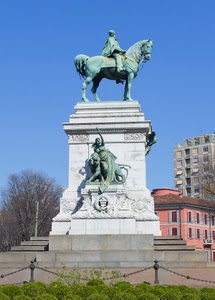 monumento, cavallo, alberi, palazzi, statue, marmo, catena, bronzo, sculture, cielo, leone, statua, finestre, equestre, garibaldi, donna, cavaliere, cespugli, verde, case, gradini, mantello, scultura