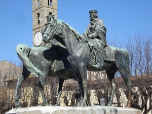 cavalli, garibaldi, statua, orologio, statue, monumento, torre, alberi, bronzo, cavallo, incontro, cielo, rami, campanile, azzurro