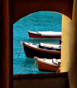 barche, arco, mare, tre, acqua, tegole, barca, azzurro