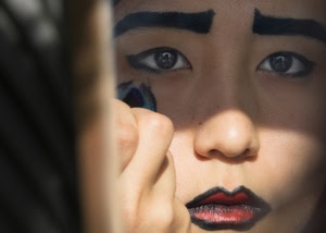 occhi, trucco, labbra, bocca, viso, rossetto, mano, donna, sguardo, naso, nero, giapponese, rosso