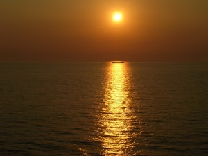 sole, mare, riflesso, tramonto, acqua, alba, arancio