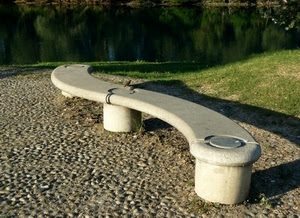 panchina, lago, curve, prato, verde, acqua, pietre, ombra, sassi, riflessi, riflesso