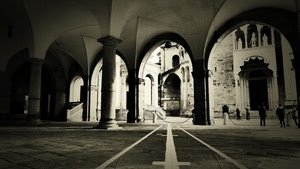 archi, bianconero, portico, colonne, portici, prospettiva, piazza, pilastri, linee