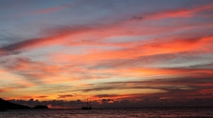 nuvole, cielo, mare, tramonto, rosso, acqua, barca, imbarcazione, promontorio, nave, rosa