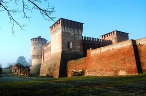 castello, torri, merli, mura, prato, rami, cinta, fortezza, torre