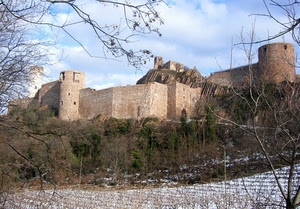 castello, neve, alberi, torri, rami, nuvole, mura, cielo, inverno, piante