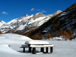 neve, panchine, montagna, inverno, tavolo, montagne, alberi, panchina, bianco