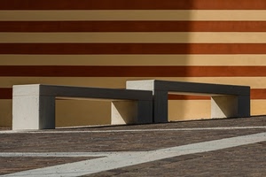 panchine, righe, marrone, marmo, due, strisce, strada