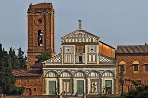chiesa, campanile, campane, croce, archi, facciata, torre