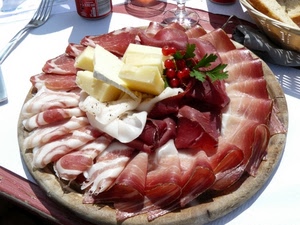 salumi, cibo, formaggi, piatto, formaggio, tagliere, ribes, forchetta, affettati