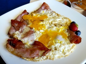 piatto, fragola, cibo, uova, uovo, prosciutto, pancetta, speck