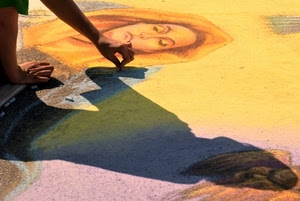 ombra, mani, disegno, strada, gesso, madonnaro, madonnari, gessetto, giallo, pittura
