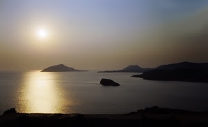 mare, sole, riflesso, acqua, isole, controluce, scogli, tramonto, isola, cielo, riflessi, scogliera