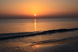 mare, tramonto, sole, riflesso, onde, acqua, controluce, arancione