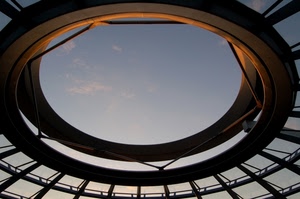 cerchio, cielo, nuvole, architettura, tetto, geometrie, esagono, tramonto, ferro