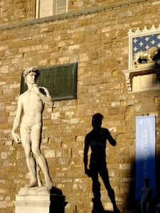 ombra, statua, marmo, leone, muro, david, piedistallo, michelangelo, davide, nudo, firenze