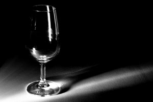 bicchiere, ombra, vetro, calice, bianconero, riflessi, nero, riflesso